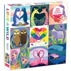 Mudpuppy's Love in The Wild 500 Piece Family Puzzle, Highlighting Love Found in The Animal Kingdom, Bright Artwork for Hours of Puzzling Fun, Perfect for Ages 8+, Puzzle Image Insert Included