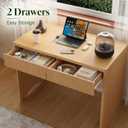 woodtalks 40 Inch Fluted Desk with 2 Drawers, Modern Wooden Desk for Home Office & Study, Compact Computer Desk with Drawers for Small Spaces, Bedroom & Living Room (Light Wood)