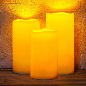 Homemory Large Solar Candles Outdoor Waterproof, 4"x6"8" 10", Dusk to Dawn, Solar Powered Flameless Candles for Outdoor, Lanterns, Set of 3