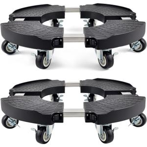 TreeGun 2 Pack Plant Caddy with Wheels Heavy Duty with 8 Lockable Casters, Rolling Plant Stand Adjustable for 8inch-22inch Outdoor Indoor Large Plant, Plant Stand with Wheels 500lbs Capacity