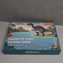 Wooden Dinosaur Magnetic Fishing Game for Toddlers Ages 3-5 with 2 Pods, ABC Alphabet Learning Toy with Spelling Cards, Preschool Educational Montessori Toys, Gift for Boy Girl