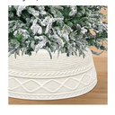 Malier Christmas Tree Collar, 30’’ Knit Xmas Tree Collar, Christmas Tree Collars for Artificial Trees, 11" Extra Tall Tree Stand Base Cover Ring Skirt for 6 ft 9 ft Tree (White, 11''H × 30" W)