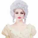 Rugelyss Vintage Short White Silver Curly Beehive Wig Updo Wigs for Women fits Halloween Party or Costume Wig Halloween Cosplay