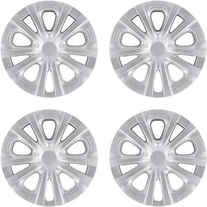 15-inch Hubcaps Wheel Covers Fit for 2016-2022 Toyota Prius & 2017-2022 Prius Prime & 2020-2024 Corolla Hybrid Wheel Rim Covers, Snap On Installation; Set of 4 Pcs (Silver)