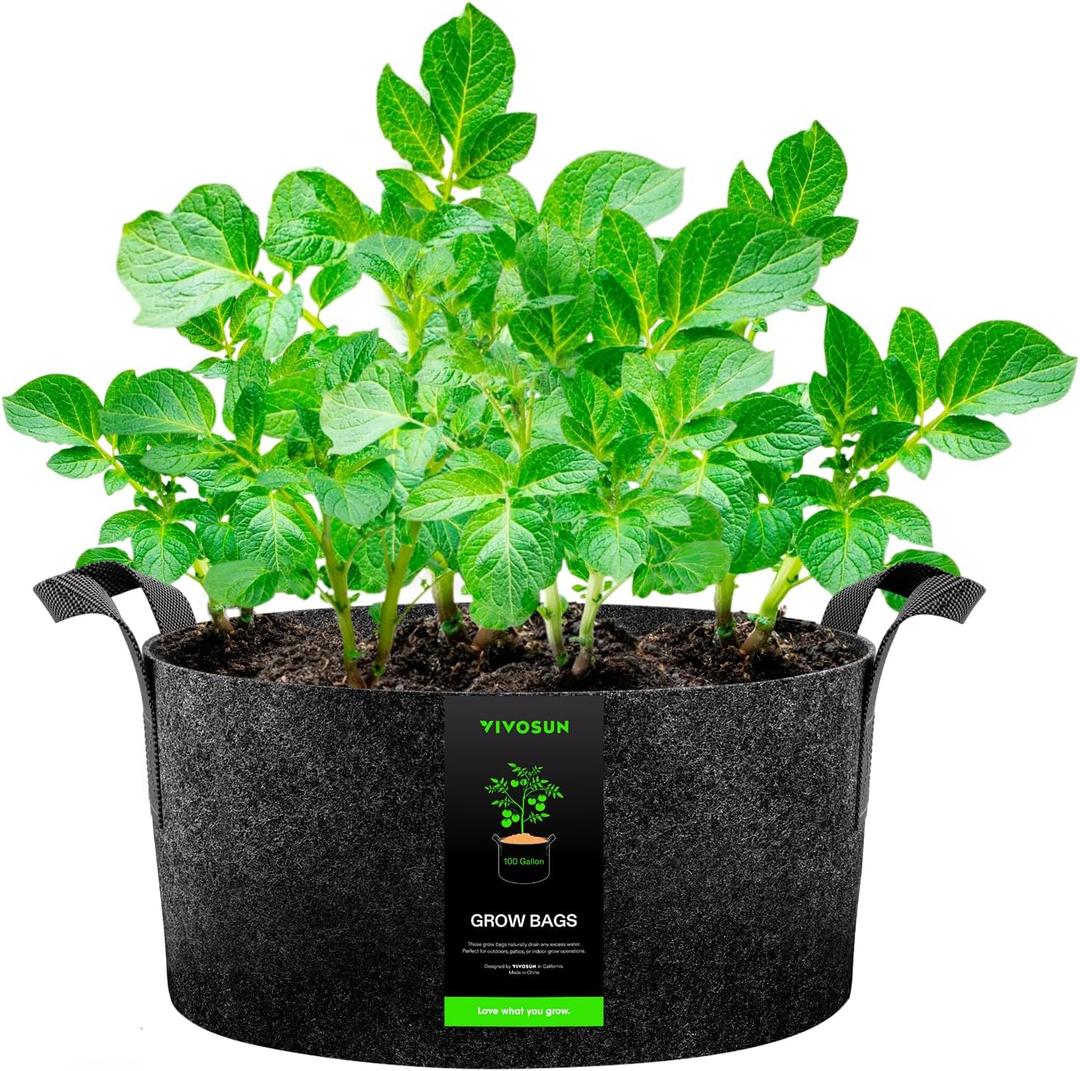 VIVOSUN 1 Pack 100 Gallon Grow Bag, Fabric Pot with Handles for Vegtables and Plants