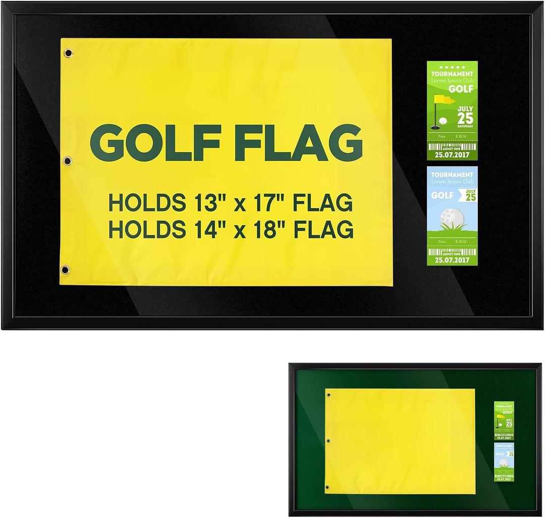 Silipull 17.5''x28.5'' Golf Flag Display Frame, Fathers Day Golf Gifts, Memorabilia Frame for 13''x17'', 14''x18'' Flags, Gifts for Men Golfer Dad Retirement Birthday, Flag Not Included (Black)