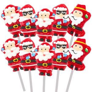 Santa Lollipops, Individually Wrapped Christmas Suckers, Holiday Candy Treats and Stocking Stuffers (12 Pieces)