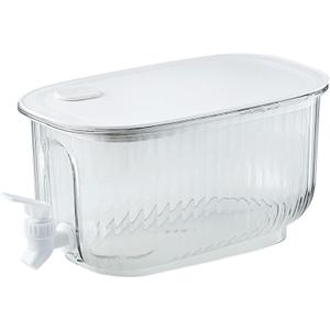 Beverage Dispenser, Drink Dispenser with Spigot, Large Capacity Cold Kettle with Faucet, Refrigerator Water Pitcher Leakage Proof Drink Container for Home Kitchen Party (Transparent White)