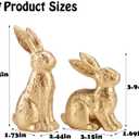 AOMOONOA Gold Bunny Decor, Easter Bunny Figurines Set of 2, Small Rabbit Decor with Metallic Rough Finish, Resin Bunnies for Spring Table Centerpiece, Elegant Home, Mantle Shelf Decor