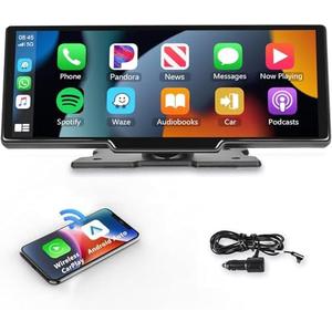 Podofo 10.26" Touchscreen Wireless Carplay Portable Car Stereo Android Auto, Car Play Navigation, Voice Control, Bluetooth/AUX/FM, Car Radio Receiver : Electronics