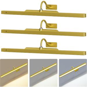 3 Pack Gallery Picture Frame Lights - 24Inch Gold Battery Wireless Wall Mounted Lighting for Large Art, Posters, Canvas & Gallery Walls