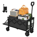 Foldable Wagons Carts, Lightweight Collapsible Portable Utility Shopping Cart with Wheels & Tailgate, Folding Grocery Wagon Cart for Grocery, Camping, Shopping, Beach, Garden, Sports Black