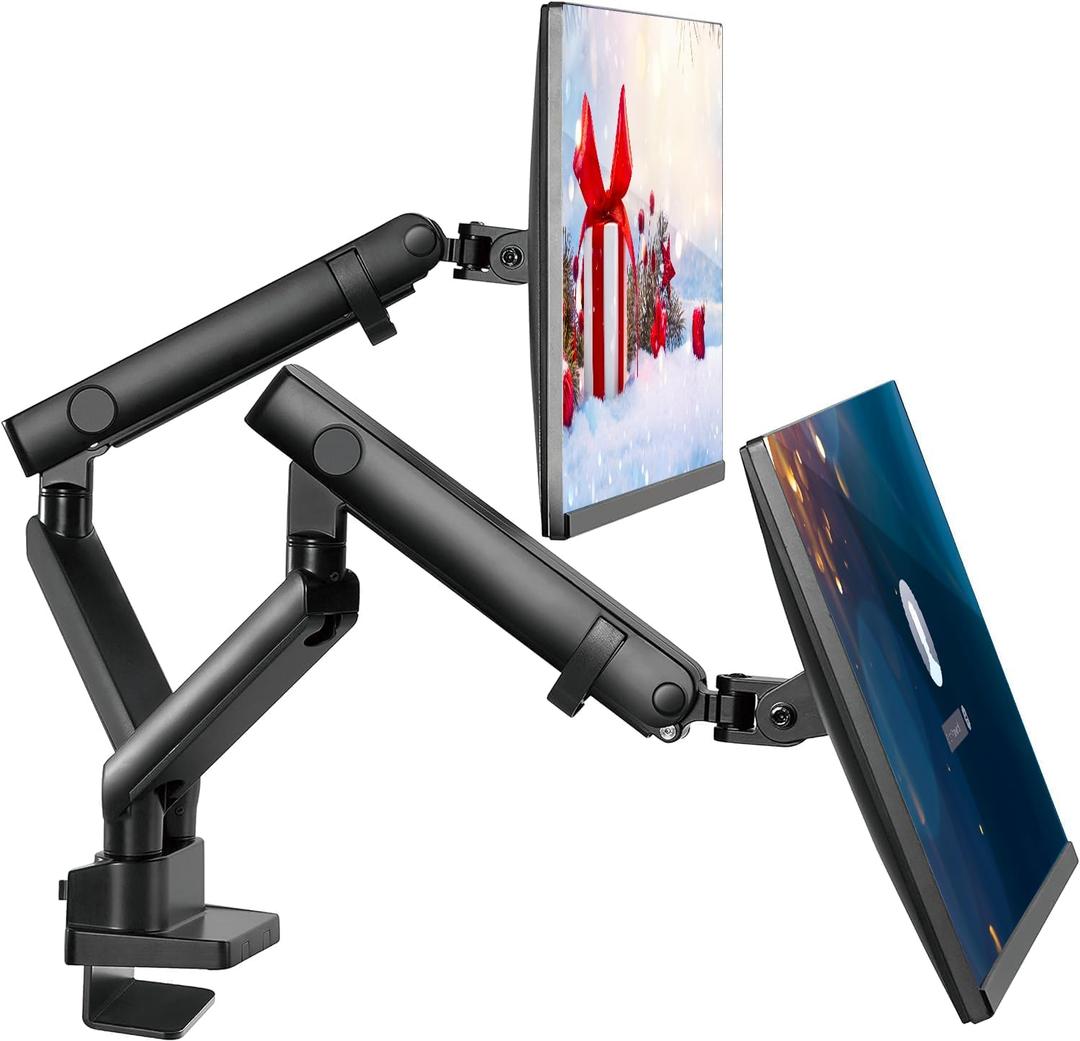 Dual Monitor Arm Stand for 35 Inch Screens - Full Adjustable VESA Mount for 2 Monitors, Heavy Duty Dual Monitor Desk Mount Compatible with C Clamp, Grommet Mounting Base, Holds 26.4lbs per Arm, Black