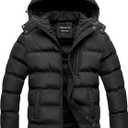 CREATMO US Men's Puffer Jacket Waterproof Winter Parka jacket Warm Thicken Ski Coat (Large, Black)