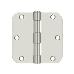 Deltana S35R514 3-1/2" x 3-1/2" x 5/8" Radius Hinge; Residential Thickness; Bright Nickel Finish