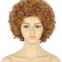 VGbeaty Adult Short Curly Brown Rocker Afro Fluffy Heat Resistant Cosplay Party Halloween Costume Wig