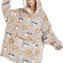 Wearable Blanket Hoodie for Adult,Oversized Sherpa Fleece Blanket Hoodie for Women Men,Cat