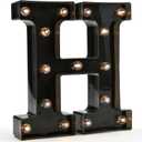 Light Up Black Alphabet Marquee Letters Sign LED Marquee Number Lights Sign for Night Light Home Bar Christmas Lamp Birthday Party Wedding Decoration H