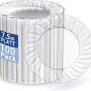 U-QE 100 Pieces Clear Plastic Plates - 7 Inch Plastic Dessert Plates Disposable - Washable & Reusable - Premium Hard Clear Fancy Disposable Heavy Duty Cake Platos for Party, Weddings and Events