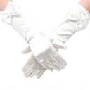 Princess Satin Gloves - Formal Bow Flower Gloves (White)