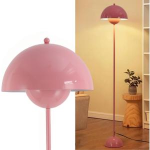 COSYLUX Modern Floor Lamp for Living Room, Industrial Tall Standing Lamp for Bedroom, Metal Shade Reflecting Light Reading Floor Lamp for Office, Nursery Room, Corner(Light Pink)