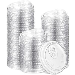 100 Count 98mm/3.86inch Strawless Sipper Lids, Clear Pet Lids for Plastic Cup Disposable Cover for Cold Brew, Coffee, Beer, Cocktail, Wine or Beverage Cups(Flip Cap)