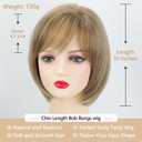 TISHINING Short Blonde Bob Wigs for White Women Blonde Highlight Pixie Bob Wig with Bangs Layered Straight Bob Synthetic Hair Replacement Wigs for Daily Party Use