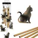 Bronze Cats Wind Chimes Decor, Portable Mobile Wind Catcher, Sympathy Wind Bells, Memorial Gifts for Mom, Housewarming, Blessing Windchime(Outside/Indoor/Home/Room/Porch/Tree/Yard/Garden Decorate)