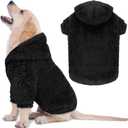Fuzzy Dog Sweaters for Small Dogs Dog Hoodie Soft Double-Sided Plush Fleece Pet Sweater Clothes Pet Coats Hoodie Sherpa Hooded Sweatshirt (Black-S)