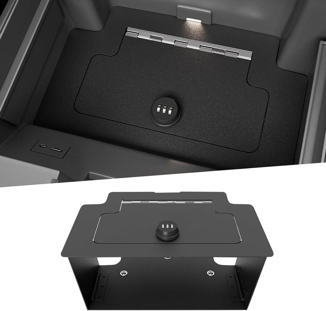 Center Console Vault for 2023 2024 2025 Chevy Silverado 1500/ GMC Sierra 1500 2500 3500 HD, Hidden Console Safe with Digital Lock, Durable Carbon Steel Console Safe Organizer Lock Box