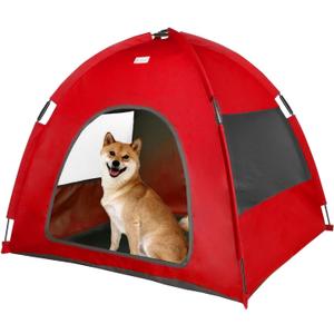 Red, Large Cat & Dog Waterproof Tent House - Washable Indoor/Outdoor Bed, Cave Nest for Small Pets