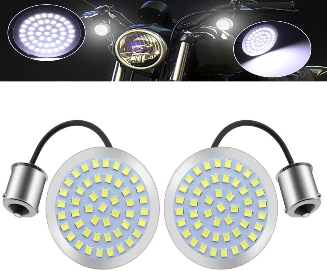 1156 Front Rear LED Turn Signal Lights,2 inch bullet Turn Signal Panel Lights Compatible for Motorcycle Signal Lamps.White/Amber,(2-Pack)