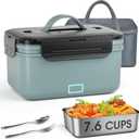 Cordless Electric Lunch Box for Adults 1.8L Heated Lunch Box for Men Portable Food Warmer Rechargeable Lunch Box, 70W Ioncheras Electricas Para Calentar almuerzo Battery Lunchbox for Office/Outdoor (Bule & Gray Cordless)