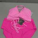 ZAFUL Twist High Waisted Bikini for Women Cross Lace Up Bathing Suit Ruched Bikini Swimsuits Tummy Control Swimwear (Small, Matchhot Pink)