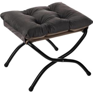 AbocoFur 15"(H) Folding Footrest Stool, Accent Padded Sofa Foot Stool for Lazy Chair, Upholstered Small Foldable Ottoman, Metal Frame Portable Foot Rest Ottoman for Living Room, Bedroom, Smoky Grey