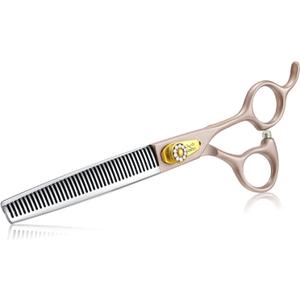 JASON Professional Dog Grooming Scissors - 7 Inch Thinning Shear Japanese 440C Stainless Steel Diamond Screw with 40 Teeth Dog Blender Scissors Christmas Gift