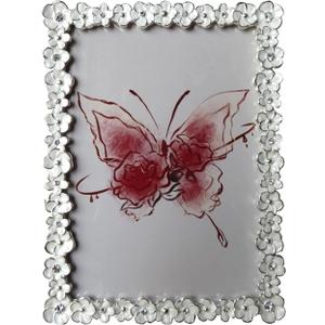 Metal Picture Frame Silver Plated with White Flower Enamel Lovely Flowers Photo Frame 5 x 7 inch for Home Decor, Wall Mount and Tabletop Display, Art Gallery Gift (Sliver-White, 5 * 7inch)