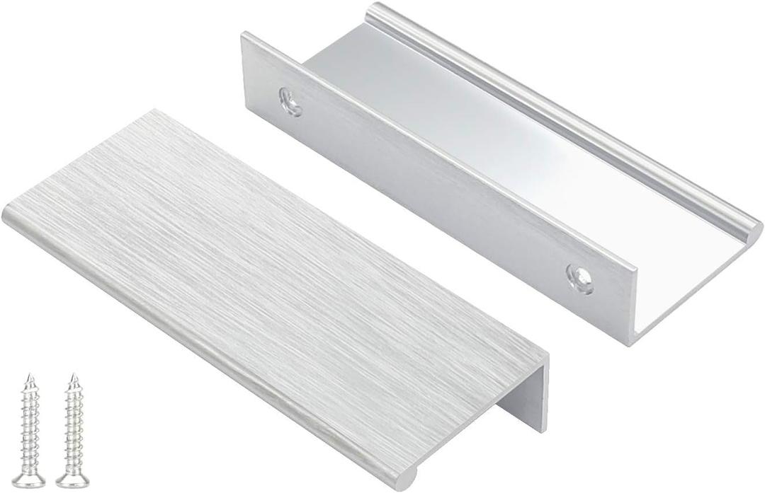 Peaha 10 Pack Kitchen Cabinet Handles 3 inch Brushed Nickel Pulls for Dresser Drawers Door Edge Finger Pull Hardware (Hole Centers:3in(76mm))