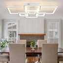 Shine LUEST Modern LED Ceiling Lights for Bedroom Dimmable Modern 6 Ring Square Ceiling Lights for Living Room with Remote Control White Bedroom Ceiling Lamp Fixtures for Kitchen, Bathroom, Balcony