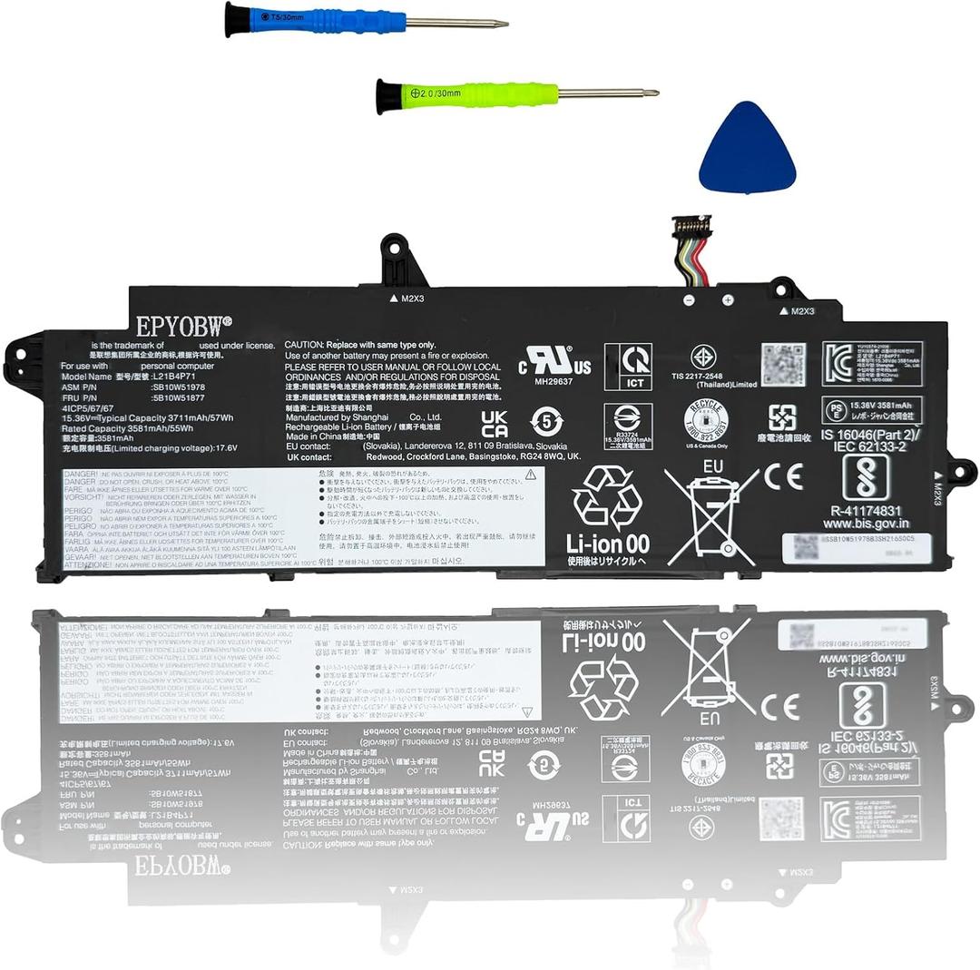 L21B4P71 Laptop Battery 57Wh Compatible with Lenovo ThinkPad T14s Gen 3 / ThinkPad T14s Gen 4 Series L21D4P74 L21M4P75 L21L4P73 SB10W51978 5B10W51877 SB11M89834 5B11M90033
