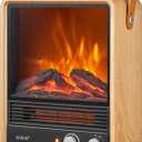 Shinic Electric Fireplace Heaters for Indoor Use,1500W Space Heater with Crackling Sound & 3D Realistic Flame, Safety Protection, Portable Fireplace Heater for Home Office Christmas Decoration, Oak (11.8" x 5.9" 14.6")