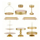 Set of 9 Cake Stands Metal Cupcake Stand Set Multiple Styles Candy Fruit Display Tower Dessert Plate Cake Serving Tray for Birthday Party Wedding Anniversary Baby Shower Engagement (Gold)