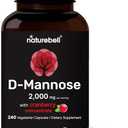 NatureBell D-Mannose 500mg Capsules (2000mg Per Serving) | 240 Veggie Capsules + Cranberry Extract 400mg, Fast Acting Urinary Tract Health Pills, Utra UTI Support for Women & Men