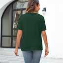 Pumpkin Shirts for Women Cute Thanksgiving Fall Tops Funny Halloween Graphic Tees Autumn Short Sleeve Outfit (Green, XL)