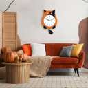 Lafocuse Silent Cat Wall Clock with Swinging Tail Battery Operated, Analog Orange Cat Clocks for Kid's Room, Cute Kids Wall Clock for Living Room Bedroom Home Decor