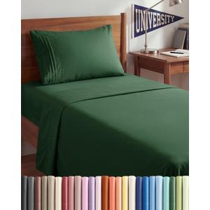 Twin XL Size 3 Piece Sheet Set - Comfy Breathable & Cooling Sheets - Hotel Luxury Bed Sheets for Women & Men - Deep Pockets, Easy-Fit, Soft & Wrinkle Free Sheets - Emerald Green Oeko-Tex Bed Sheet Set