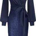 GRACE KARIN Women's Sequin Sparkly Party Dress Cocktail Bodycon Glitter Dresses Long Sleeve (Large)