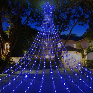 Onory Christmas Outdoor Star String Lights 23FT 860 LED Waterproof Waterfall Tree Lights with Star Topper, 8 Modes Christmas Decorations Outdoor Tree Lights for Patio, Yard, Party Holiday Dec (Blue)