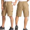Mens Cotton Cargo Hiking Shorts with Multi Pockets Summer Outdoor Work Casual Shorts (S)