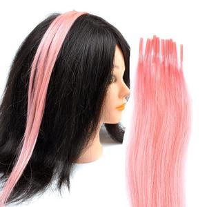 Rainbow Highlights Hair Extensions, 10 Strands/lot Colored I Tip Human Hair Extension For Women Girls Gift Cosplay Dress Up Party Feather Hair Extensions With Tools(20INCH, Light Pink)
